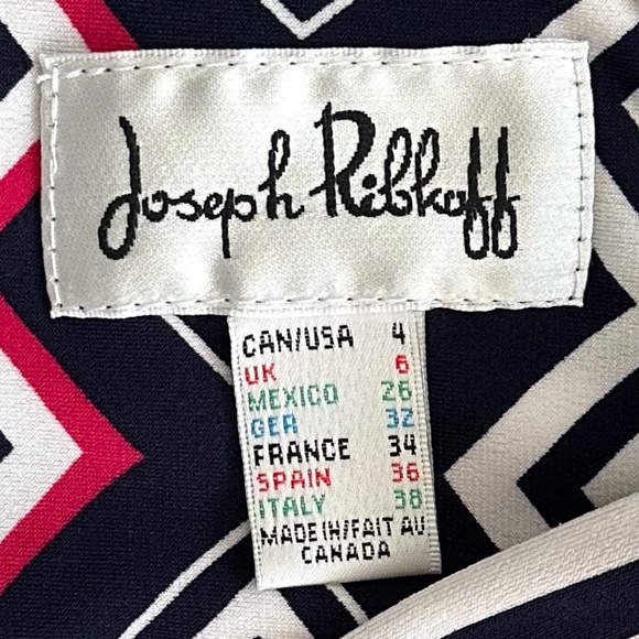 Joseph Ribkoff Abstract Print Sleeveless Sheath Dress Navy/Pink/White Size 4 - Picture 7 of 13